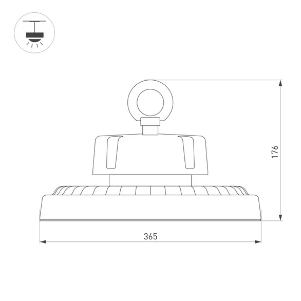 Светильник SP-ERCON-R365-240W White5000 (BK, 90 deg, 230V) (Arlight, IP65 Металл, 5 лет)