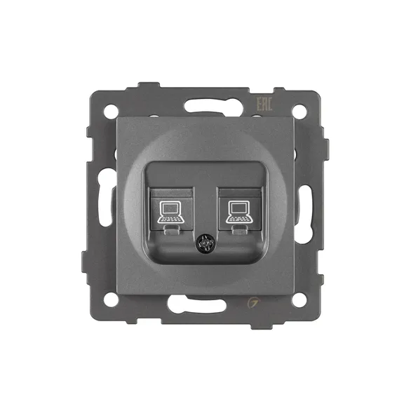 Механизм компьютерной розетки двойной SCT-MPC2-PL-GR-V (RJ-45, CAT6) (Arlight, -)