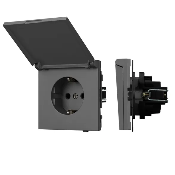 Механизм розетки влагозащищённый SCT-TENDO-MCP-SFPL-GR (230V, 16A) (Arlight, Матовый графитовый)