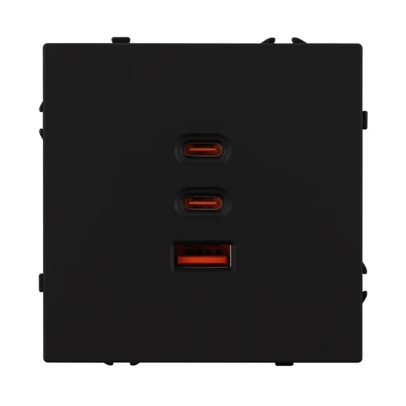 ARL NOBE USB Розетка тип А+С+С софт-тач черный оникс SCT-MUACC-SFPL-FC-BK (65W, QC3) (Arlight, -)