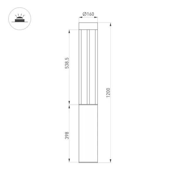 Светильник LGD-CASTELLO-BOLL-H1200-20W Warm3500-MIX (GR, 80 deg, 230V) (Arlight, IP65 Металл, 5 лет)