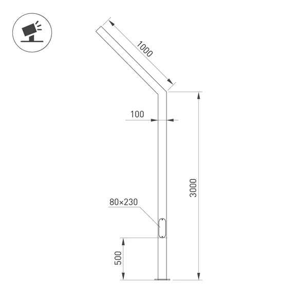 Опора-светильник OXOR-STER-G45-1000x100x100-L3000-36W Warm3000 (BK, 230V) IP65 (Arlight, -)