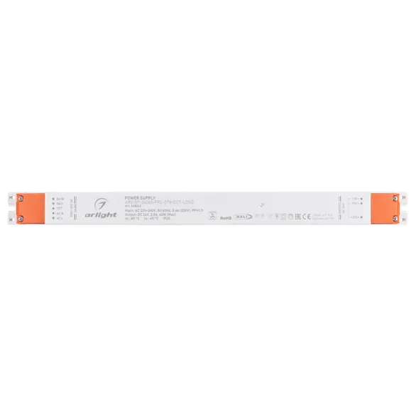 Блок питания ARV-SP-24060-PFC-DT8-CCT-LONG (24V, 2.5A, 60W) (Arlight, IP20 Пластик, 5 лет)