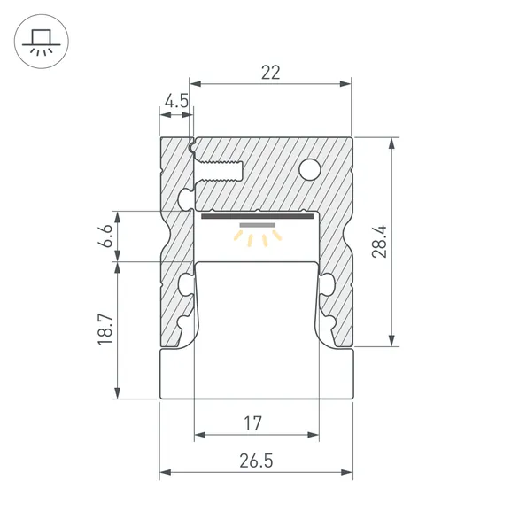 Профиль ARH-FLOOR27-H28-2000 ANOD (Arlight, Металл)