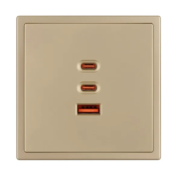 ARL NOBE USB Розетка тип А+С+С софт-тач золотой песок SCT-MUACC-SFPL-FC-GD (65W, QC3) (Arlight, -)