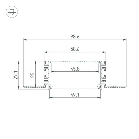 Профиль FANTOM-W49-2000 ANOD (Arlight, Алюминий)