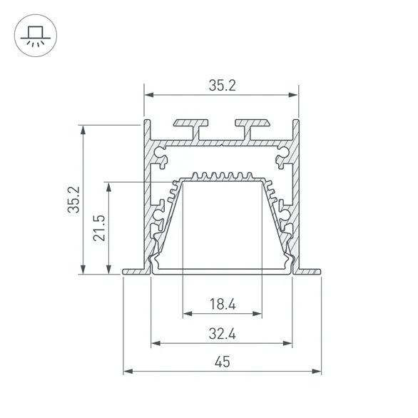 Профиль LINIA45-F-TRAY-3000 ANOD (Arlight, Алюминий)