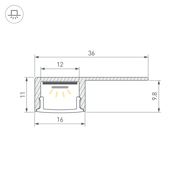 Профиль ARH-DECORE-S12-LINE-EDGE-3000 ANOD (Arlight, Алюминий)