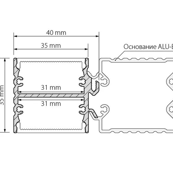 Профиль с экраном ALU-BASE-PW35D-2000 ANOD+FROST (Arlight, Металл)