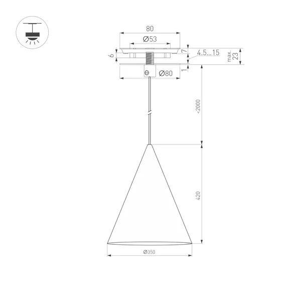 Светильник SP-MAKOTO-R350-14W Warm2700 (WH, 36 deg, 230V, TRIAC) (Arlight, IP20 Металл, 3 года)