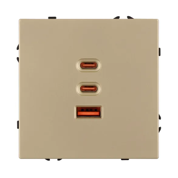ARL NOBE USB Розетка тип А+С+С софт-тач золотой песок SCT-MUACC-SFPL-FC-GD (65W, QC3) (Arlight, -)