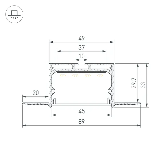 Профиль LINIA45-FANTOM-3000 ANOD (Arlight, Алюминий)