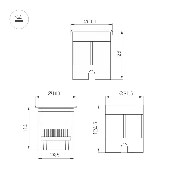 Светильник LTD-DAFNA-GROUND-R100-6W Warm2700 (SL, 35 deg, 230V) (Arlight, IP67 Металл, 5 лет)