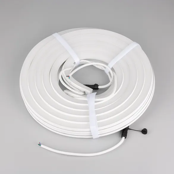 Светодиодная лента герметичная MOONLIGHT-PRO-SIDE-X336-20x20mm 24V RGBW-Day (12 W/m, IP67, 10m, wire x2) (Arlight, Вывод боковой, 5 лет)
