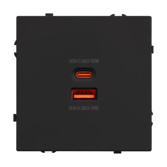 Механизм розетки с быстрой USB зарядкой SCT-NOBE-MUAC-SFPL-FC-BK (65W, QC3) (Arlight, -)