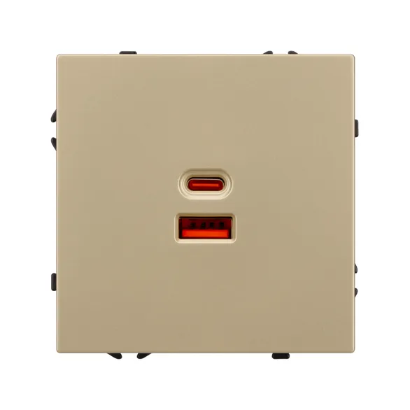 Механизм розетки с быстрой USB зарядкой SCT-NOBE-MUAC-SFPL-FC-GD (65W, QC3) (Arlight, Золотой песок)