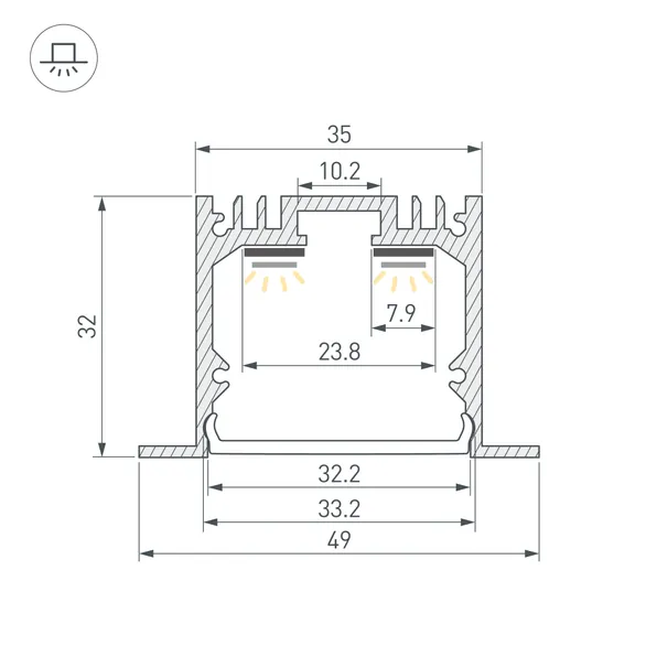 Профиль SL-LINIA49-F-2000 ANOD (BY) (Arlight, Алюминий)