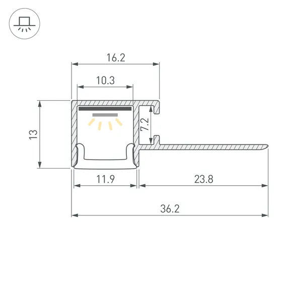 Профиль FANTOM-BENT-W12-TOP-EDGE-2000 ANOD (Arlight, Алюминий)