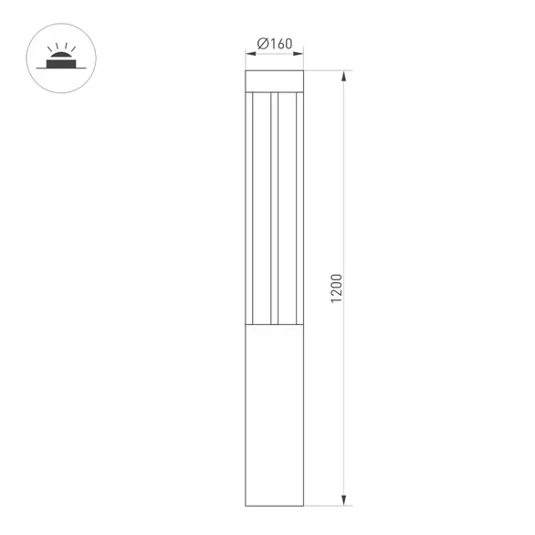 Светильник LGD-CASTELLO-BOLL-H1200-20W Day4000-MIX (GR, 80 deg, 230V) (Arlight, IP65 Металл, 5 лет)