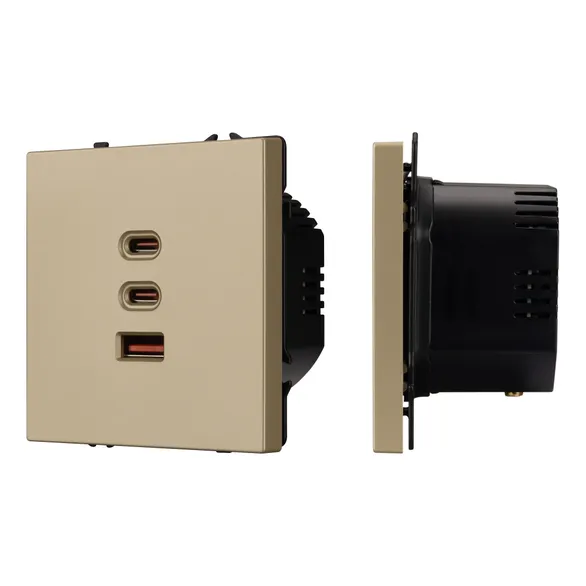 ARL NOBE USB Розетка тип А+С+С софт-тач золотой песок SCT-MUACC-SFPL-FC-GD (65W, QC3) (Arlight, -)