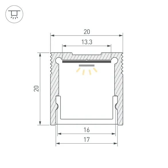 Профиль SL-SLIM20-H20-2000 ANOD (BY) (Arlight, Алюминий)