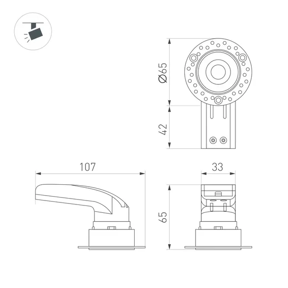 Светильник MS-RIALTO-TRIMLESS-R40-9W Day4000 (BK, 36deg, 230V) (Arlight, IP20 Металл, 5 лет)