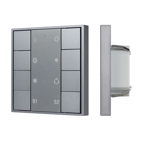 INTELLIGENT ARLIGHT Кнопочная панель DALI-201-23-1G-2SC-RGBW-DT8-IN Silver (BUS, Frame) (IARL, IP20 Металл, 3 года)