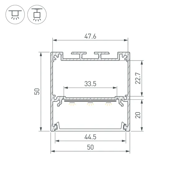 Профиль SL-LINE-5050-3000 ANOD с рефлектором (Arlight, Алюминий)