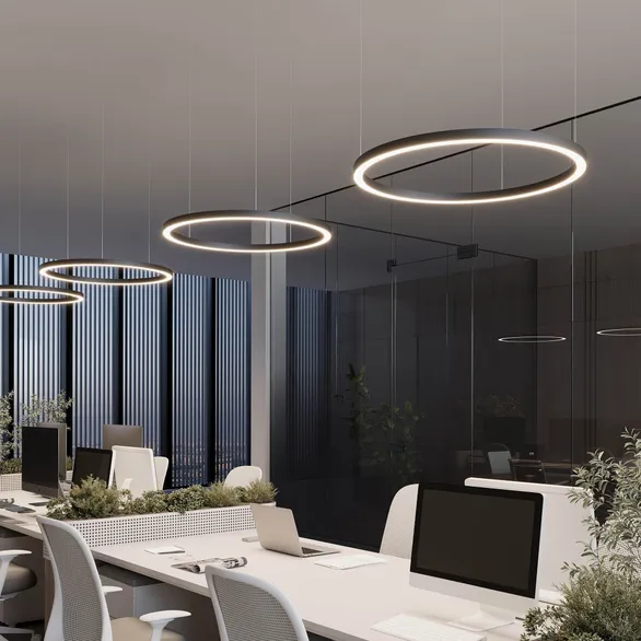 Светильник SP-CIRCLE-HANG-O3535-D500-28W Warm3000 (RAL9005, 120 deg, 230V) IP40 LED (Arlight, Алюминий)