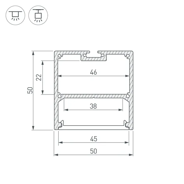 Профиль SL-LINE-5050-2000 ANOD (Arlight, Алюминий)
