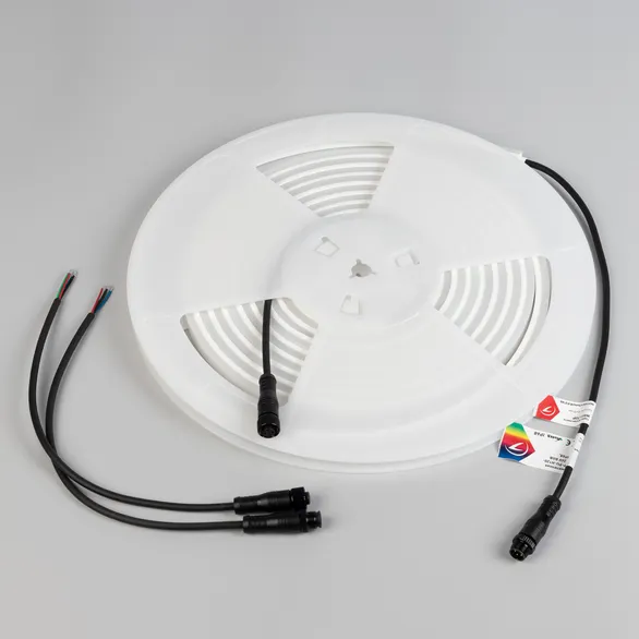 Светодиодная лента герметичная WAVE-TOP-PU-H120-10x10mm 24V RGB (10 W/m, IP68, 5m, wire x2) (Arlight, Вывод боковой, 3 года)