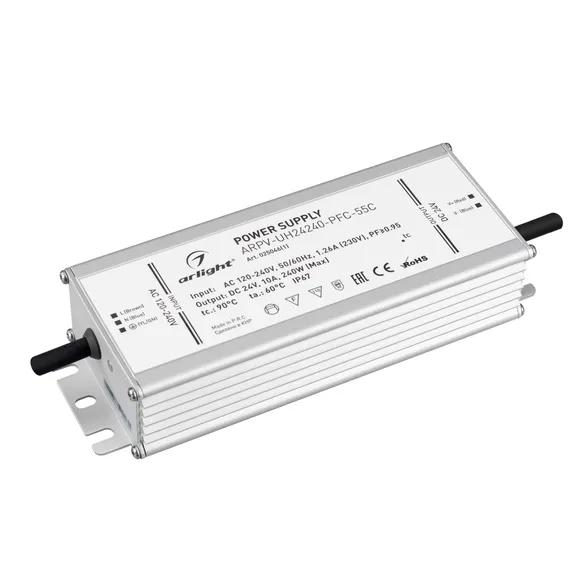 Блок питания ARPV-UH24240-PFC-55C (24V, 10.0A, 240W) (Arlight, IP67 Металл, 5 лет)