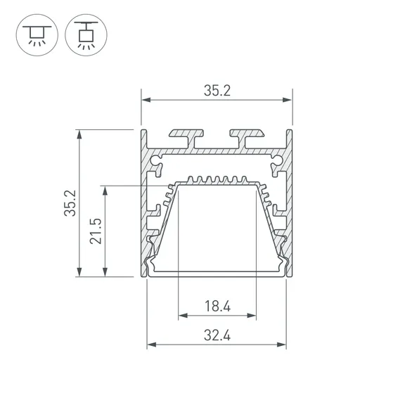 Профиль LINE-3535-TRAY-3000 ANOD (Arlight, Алюминий)