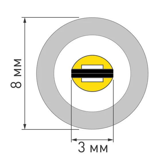 Светодиодная лента герметичная LUNA-X960-D8mm 24V Warm2700 (8 W/m, IP65, 360deg, 5m) (Arlight, -)