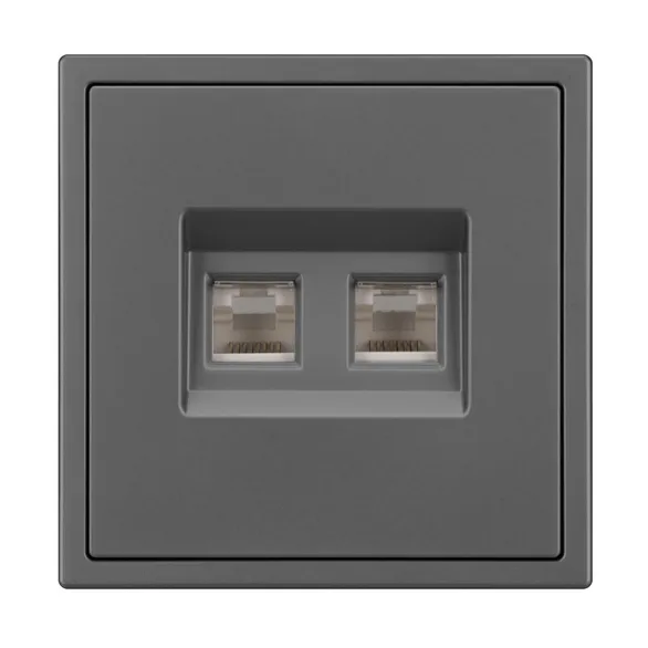 Механизм сдвоенной телефонной розетки SCT-NOBE-MTL2-SFPL-GR (RJ-11, 4C) (Arlight, Серый базальт)