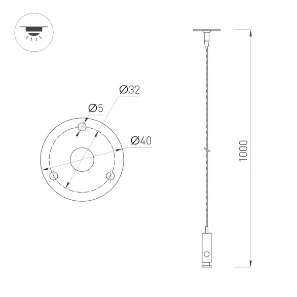 Подвес ALT-LARGO-HANG-L1000 (SL) (Arlight, IP20 Металл, 5 лет)
