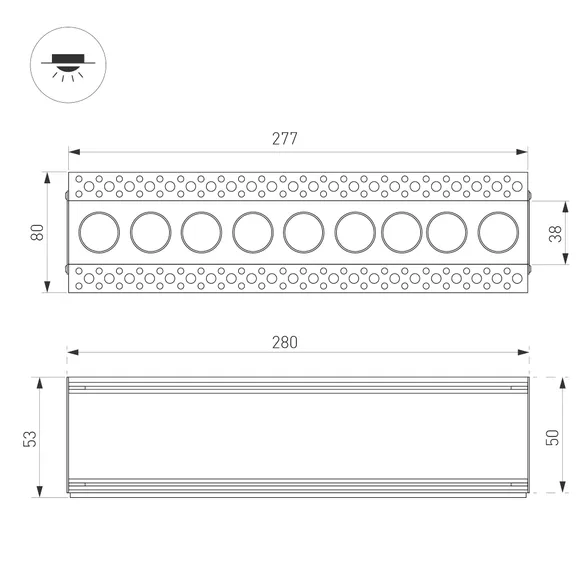 Светильник MS-ORIENT-BUILT-TRIMLESS-TC-S38x277-20W Day4000 (WH-BK, 30 deg, 230V) (Arlight, IP20 Металл, 5 лет)