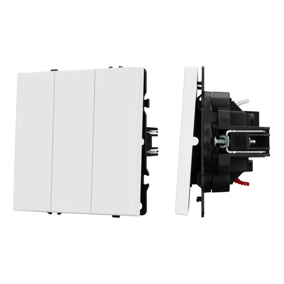 Механизм выключателя трехклавишный непроходной SWT-NOBE-MK03-SFPL-WH (230V, 10A) (Arlight, Белый кварц)