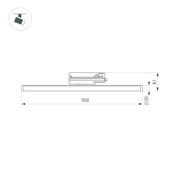 Светильник LGD-TUBE-TURN-4TR-L900-30W Warm3000 (BK, 180 deg, 230V) (Arlight, IP20 Металл, 3 года)