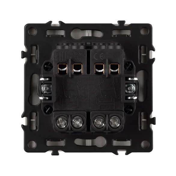 Механизм выключателя двухклавишный перекрёстный SWT-NOBE-MKX2-SFPL-CA (230V, 10A) (Arlight, Кашемир)