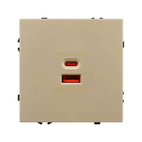 Механизм розетки с быстрой USB зарядкой SCT-NOBE-MUAC-SFPL-FC-GD (65W, QC3) (Arlight, -)