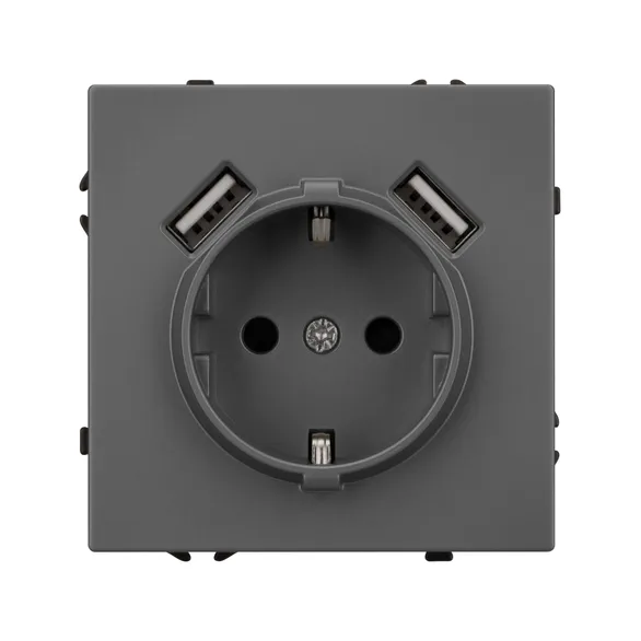 Механизм розетки с USB зарядкой SCT-NOBE-MUAA-SFPL-GR (230V, 16A) (Arlight, -)