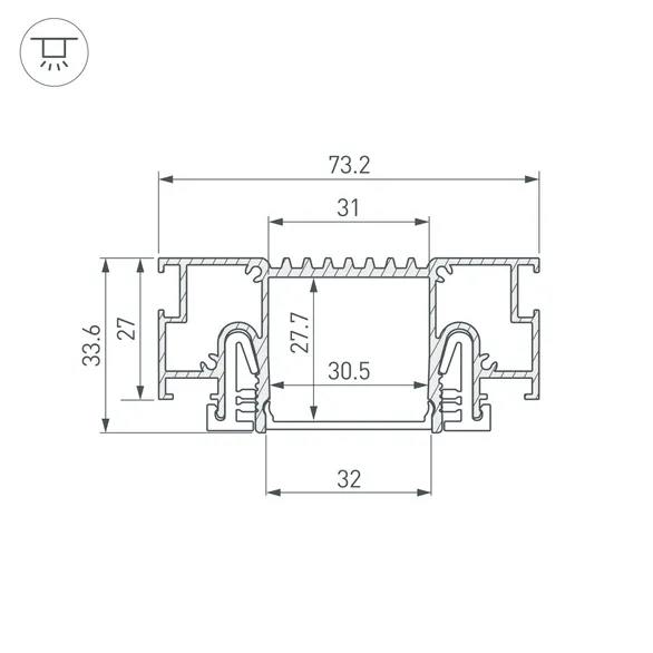Профиль STRETCH-32-CEIL-CENTER-2000 BLACK (Arlight, Алюминий)