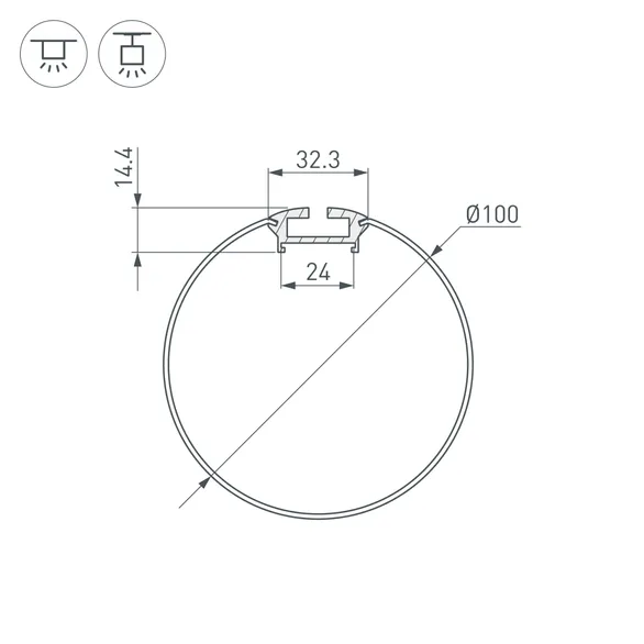 Профиль ARH-ROUND-D100-2000 ANOD (Arlight, Алюминий)