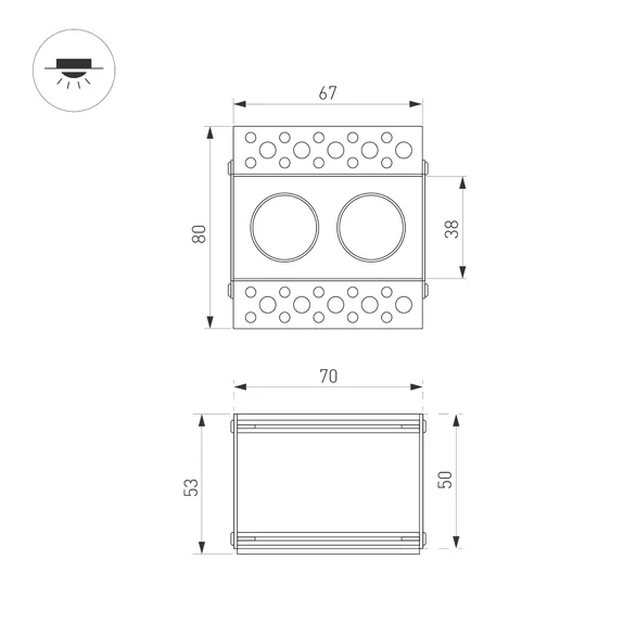 Светильник MS-ORIENT-BUILT-TRIMLESS-TC-S38x67-5W Warm3000 (WH-BK, 30 deg, 230V) (Arlight, IP20 Металл, 5 лет)