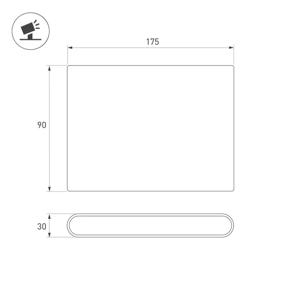 Светильник настенный SP-FLAT-S175x90-2x5W Day4000-MIX (Черный, 75 deg, 230V) (Arlight, IP65 Металл, 3 года)