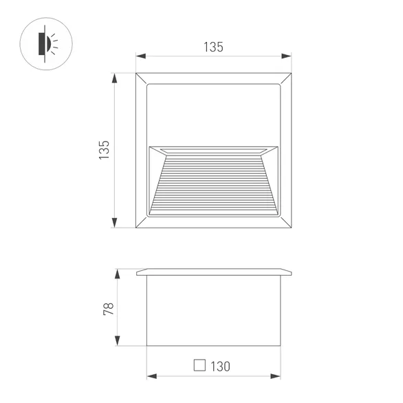Светильник встраиваемый LTD-RIBONIK-S135x135-5W Warm3000 (Черный, 50 deg, 230V) (Arlight, IP65 Металл, 5 лет)