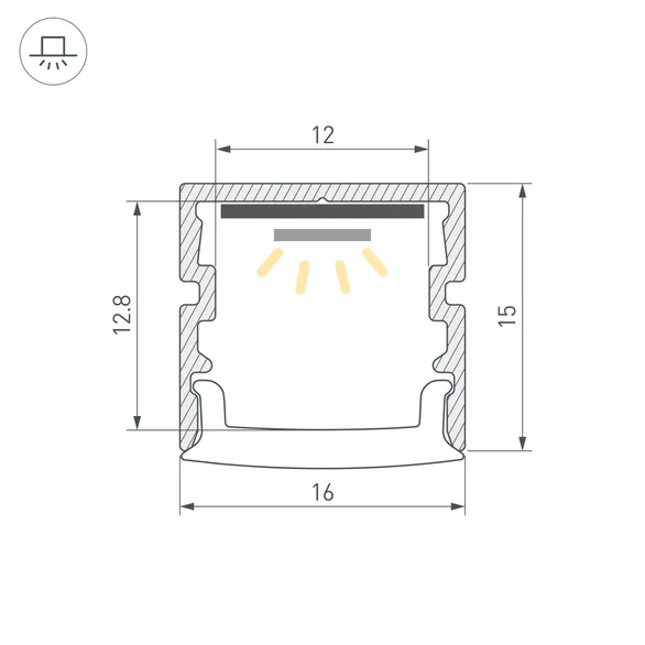Профиль FANTOM-BENT-W16-SIDE-2000 ANOD (Arlight, Алюминий)