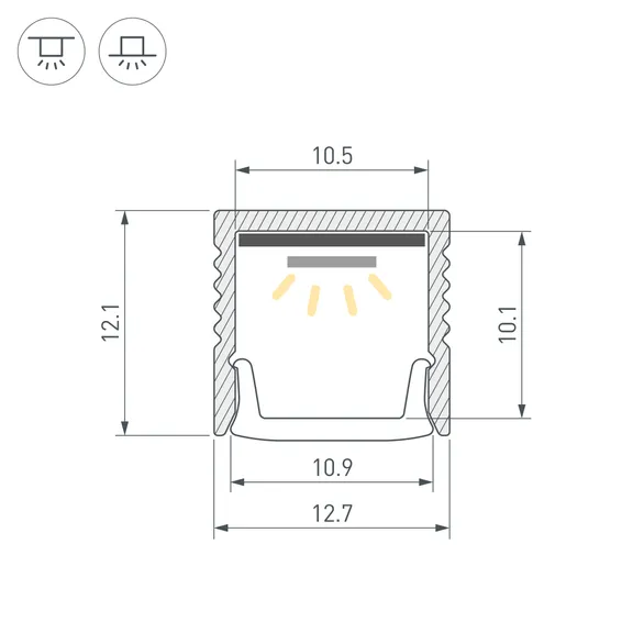 Профиль LINE-1212-2000 ANOD (Arlight, Алюминий)