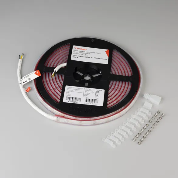 Светодиодная лента герметичная CSP-PS-X640-12mm 24V White-MIX (23 W/m, IP67, 5m) (Arlight, Изменяемая ЦТ)